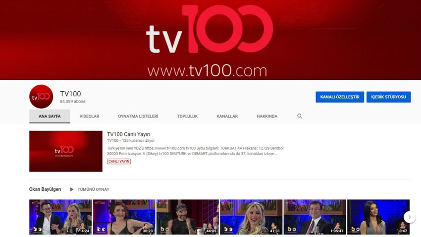 tv100'de ne izlediyseniz anında YouTube'da