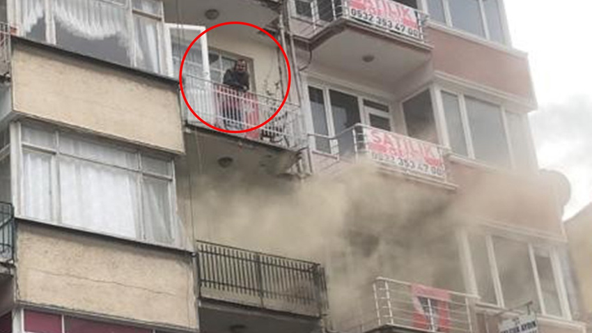 Komşusunun dairesi yanarken film gibi izledi!