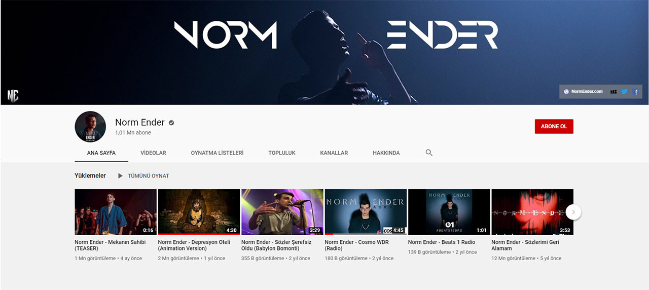 Norm Ender'in 'Mekanın Sahibi' şarkısı video listesinde görünmüyor.