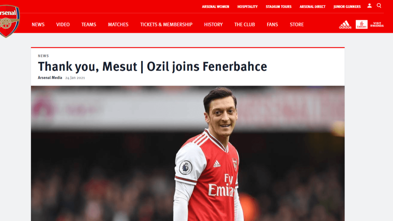 Arsenal'dan Mesut'a teşekkür: Başarısı tartışılmaz