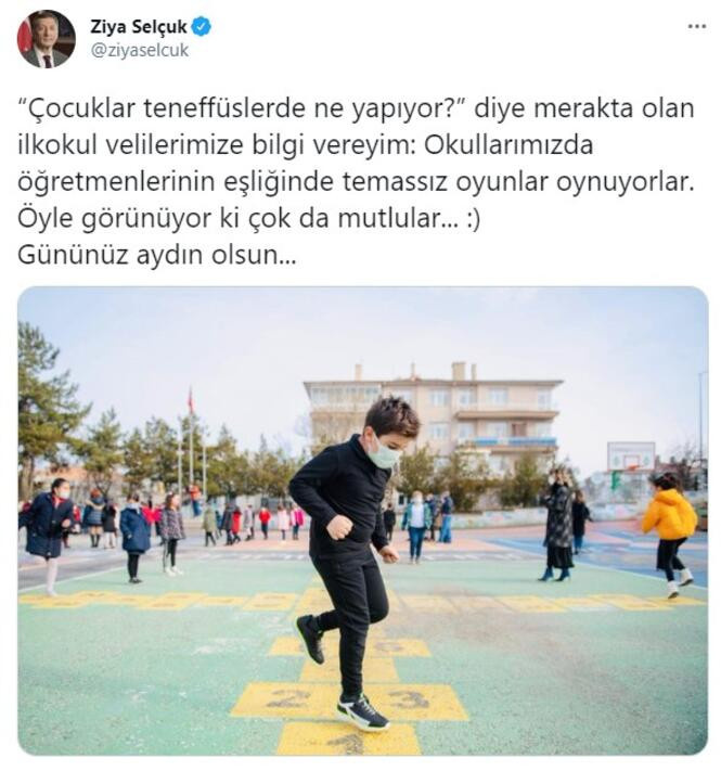 Milli Eğitim Bakanı Ziya Selçuk�tan yüz yüze eğitim paylaşımı!