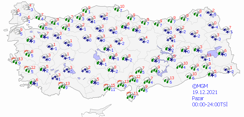 meteoroloji genel mudurlugu nun son hava durumu raporu kuvvetli yagis ve ruzgar uyarisi mgm 19 aralik istanbul ankara izmir ve il il hava durumu tahminleri