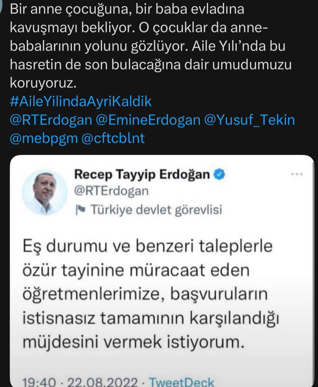 &Ouml;ğretmenlerden Cumhurbaşkanı Erdoğan&rsquo;a &ldquo;il emri&rdquo; mektubu - Resim : 3